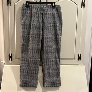 Size 12 capri pants. Black/white stripe. Worn once. Listing #3701